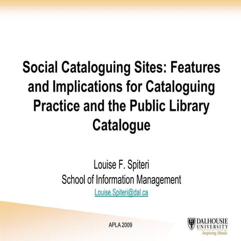Social Cataloguing Sites: Features and Implications for Cataloguing ...
