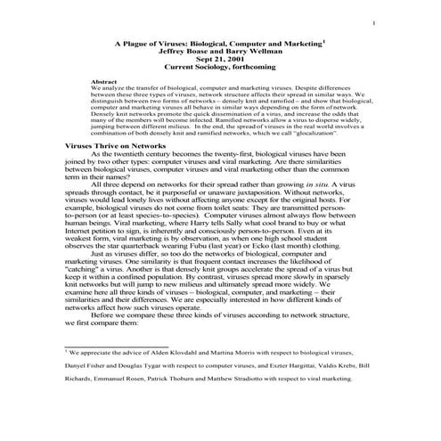 A plague of viruses biological, computer and marketing