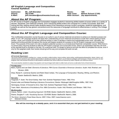 Ap language syllabus