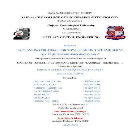 A PLANNING PROPOSAL FOR TOWN PLANNING SCHEME SURAT NO. 77 (DUMAS-BHIMPOR-GAVIAR)