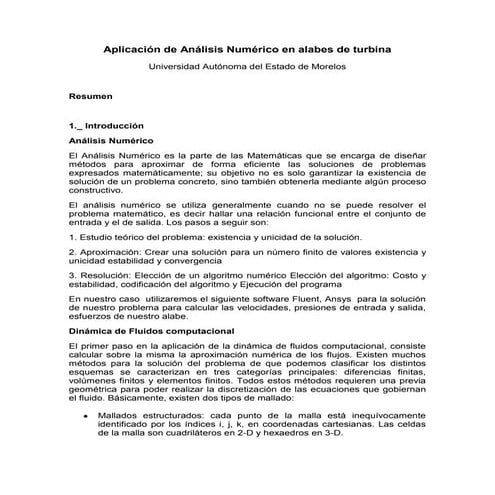 Aplicación de análisis numérico en alabes