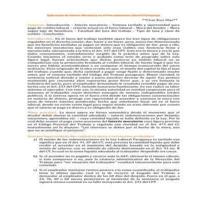 Aplicación de interés moratorio en el procedimiento laboral paraguayo | PDF