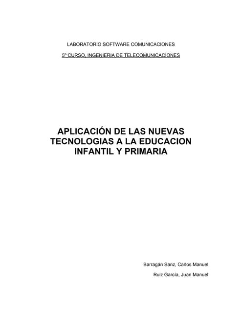 Aplicación de las nuevas tecnologias a la educacion infantil y primaria