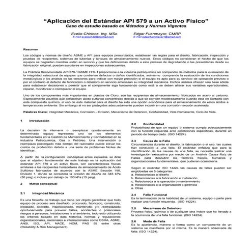 Aplicación del Estandar API 579 a un Activo Físico | PDF