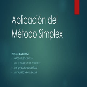 Aplicación del Método Simplex para ingenieria | PPTX