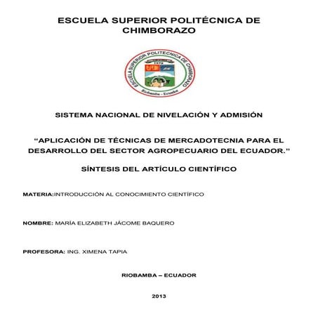 Aplicación de técnicas de mercadotecnia para el desarrollo del sector agropec...
