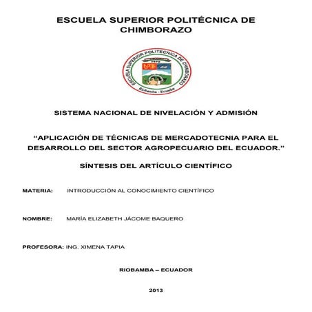 Aplicación de técnicas de mercadotecnia para el desarrollo del sector agropec...