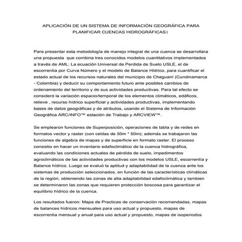 Aplicación de un sistema de información geográfica para plan