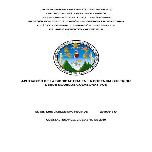 Aplicación de la biodidáctica en la docencia superior desde modelos colaborativos