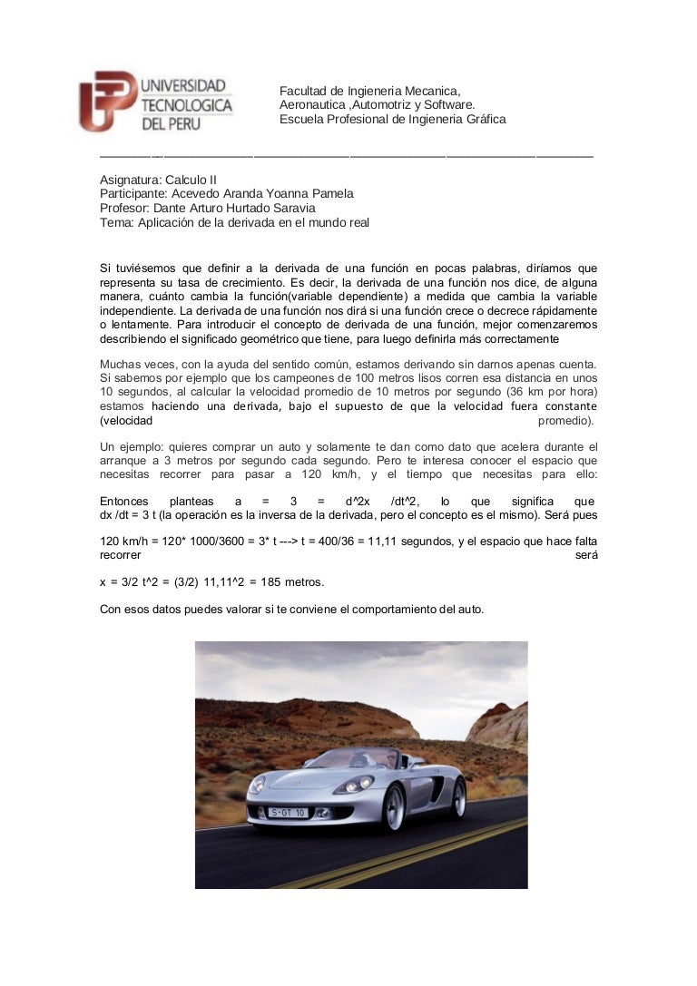 Km Hora A Metros Por Segundo Aplicacion de la derivada en el mundo real