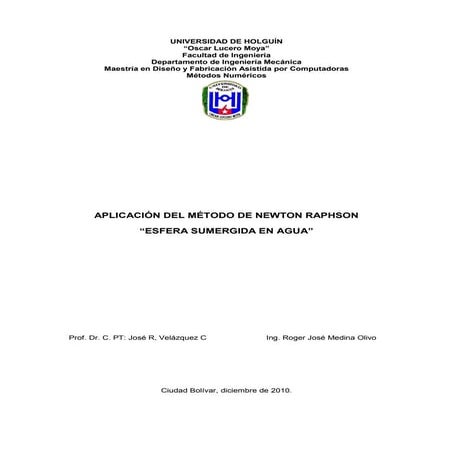 APLICACIÓN DEL MÉTODO DE NEWTON RAPHSON