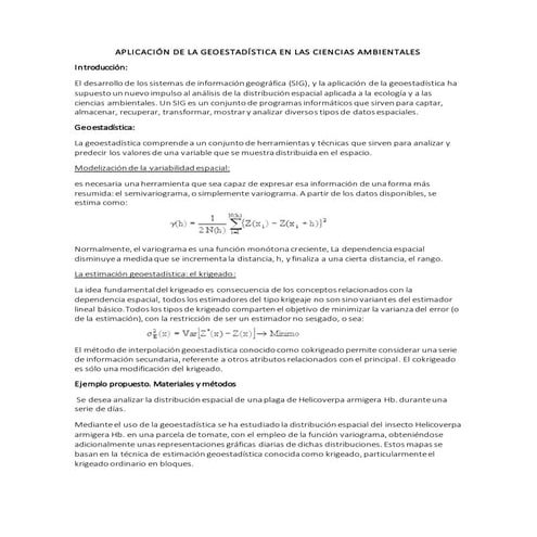 Aplicaciones de la geoestadítica 