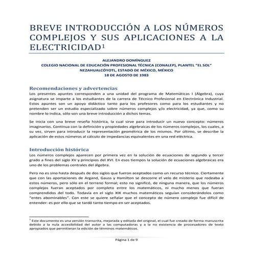 Aplicaciones de los números complejos