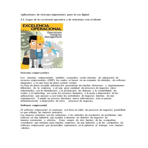 Aplicaciones de sistemas importantes para la era digital