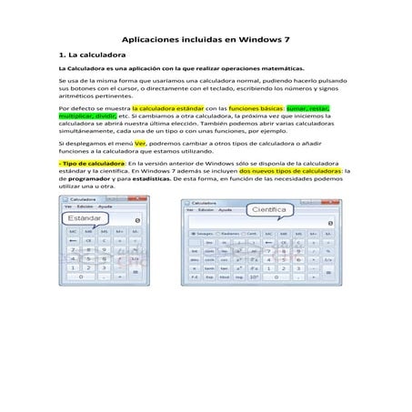 Aplicaciones incluidas en windows 7