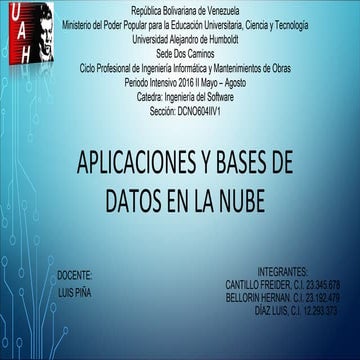 Aplicaciones y bases de datos en la nube