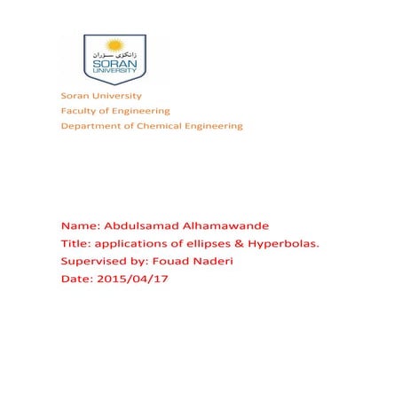 applications of ellipses & Hyperbolas