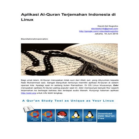 Aplikasi Al-Quran Terjemahan Indonesia di Linux