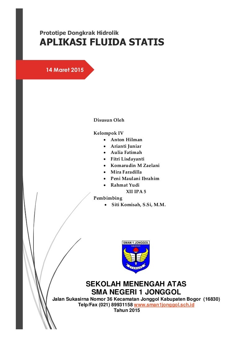 Aplikasi Fluida Statis Prototipe Dongkrak Hidrolik
