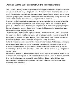 Aplikasi Game Judi Baccarat On the internet Android