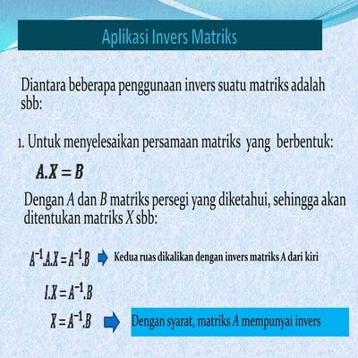 Aplikasi invers matriks | PPTX