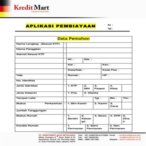 APLIKASI KREDIT KREDITMART PDF