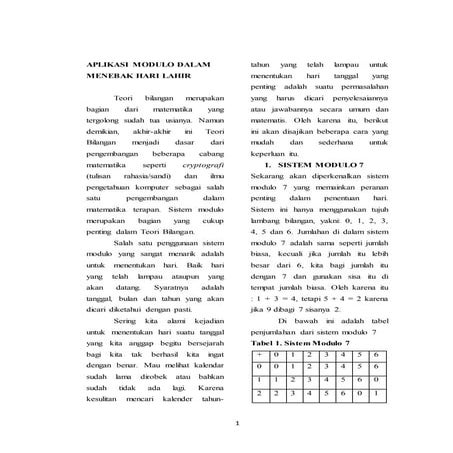 Aplikasi modulo dalam | DOCX