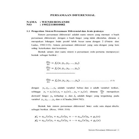 Aplikasi sistem persamaan diferensial_