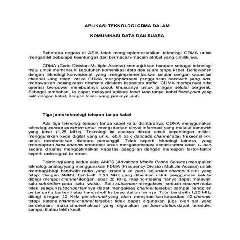 Aplikasi teknologi cdma