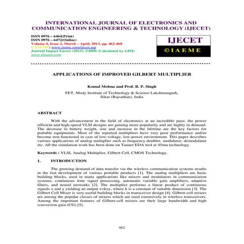 Apllictaions of improved gilbert multiplier 2