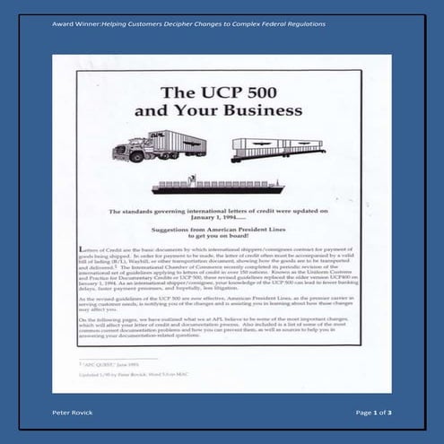 APL UCP 500_Deciphering Changes to Complex Government Regulations