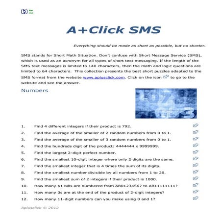 A+Click Short Math Situations SMS