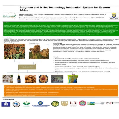 Sorghum and millet technology innovation system for eastern Africa