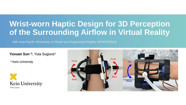 Wrist-worn Haptic Design for 3D Perception of the Surrounding Airflow in Virtual Reality (APMAR 2024)