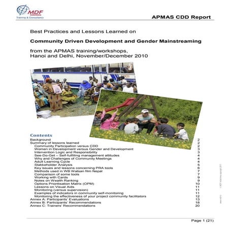 Community Driven Development and Gender Mainstreaming APMAS report