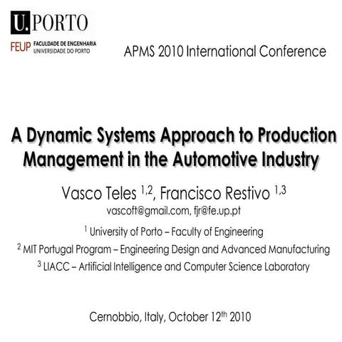 A Dynamic Systems Approach to Production Management in the Automotive Industry