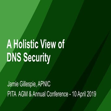 23rd PITA AGM and Conference: DNS Security - A holistic view 