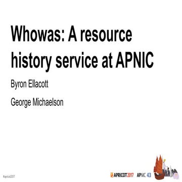 Whowas: History of resources at APNIC