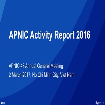 APNIC Activity Report 2016