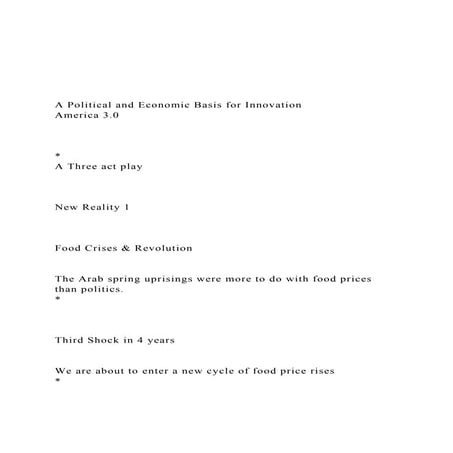 A Political and Economic Basis for InnovationAmerica 3.0.docx