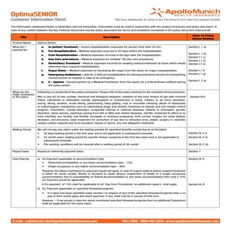 Apollo Munich Optima Senior Policy Wording