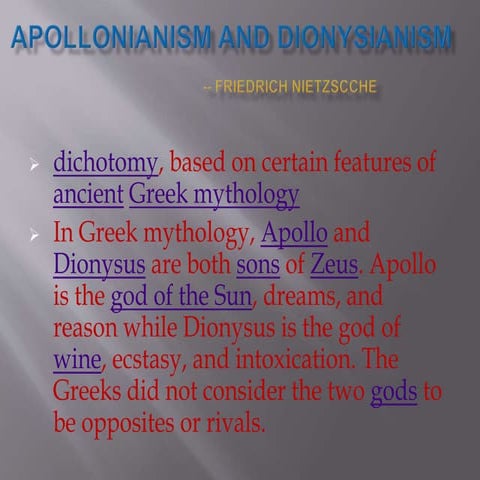 Apollonianism and dionysianism