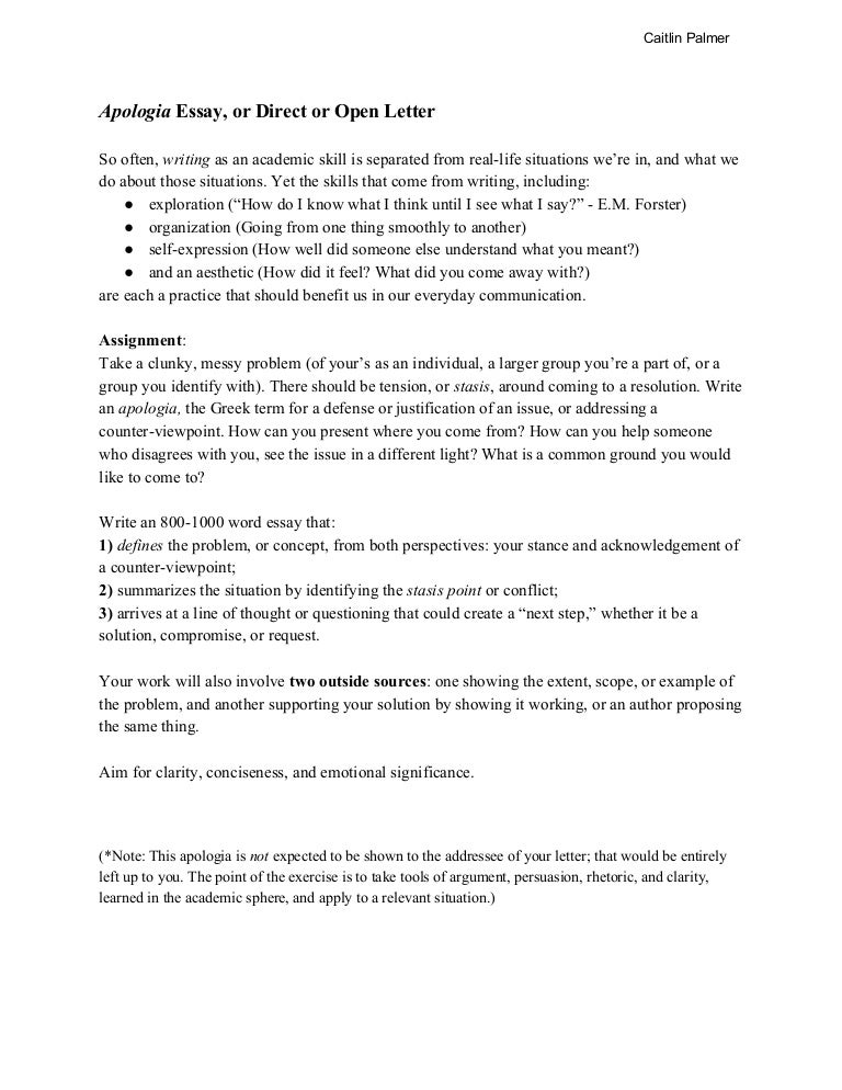Research Essay Proposal Example High School Essay Topics also Thesis Statement Narrative Essay Cpalmer Apologia Computer Science Essay