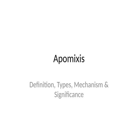 Apomixis in plants | PPTX