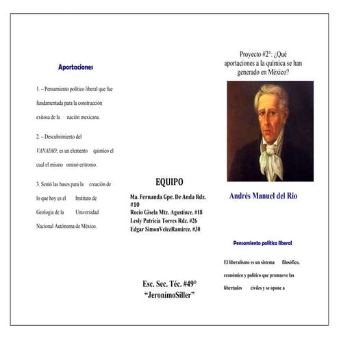 Triptico: Aportaciones de Andres Manuel del Rio | DOCX