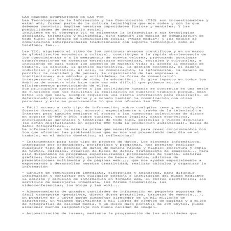 Aportaciones y limitaciones de las tic