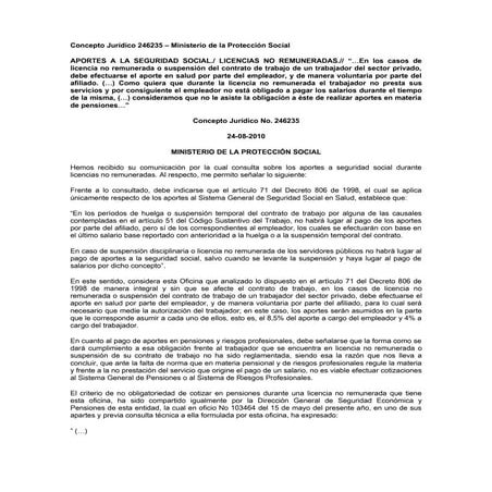 Aportes a la seguridad social licencias no remuneradas