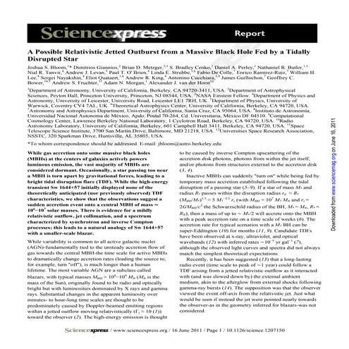  A possible relativistic jetted outburst from a massive black hole fed by a t...