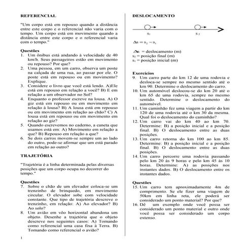 lista de exercícios de mru e mruv | PDF