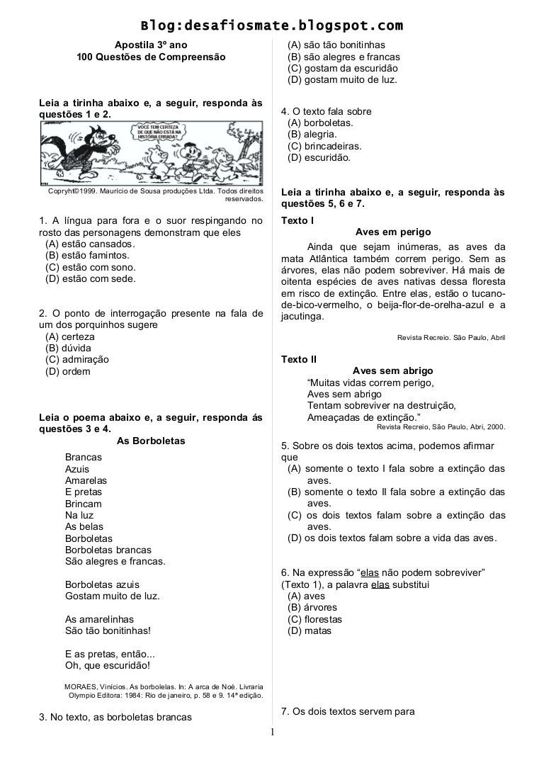 Apostila 3 ano 100 questýýes de compreensýýo